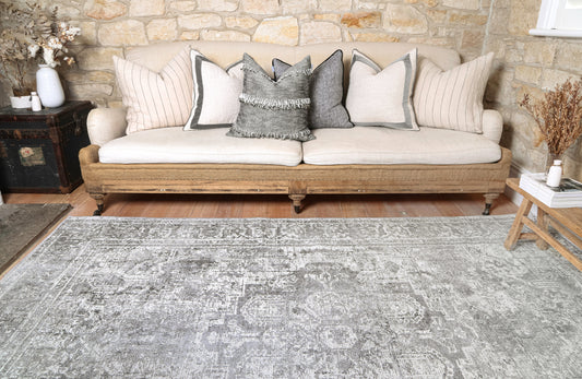 Distressed Vintage Chilaz Grey Rug