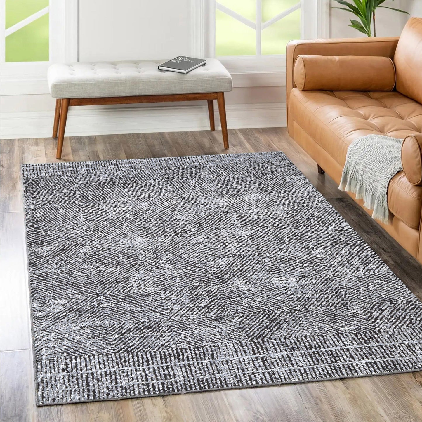 Contemporary Lauro Grey Washable Rug