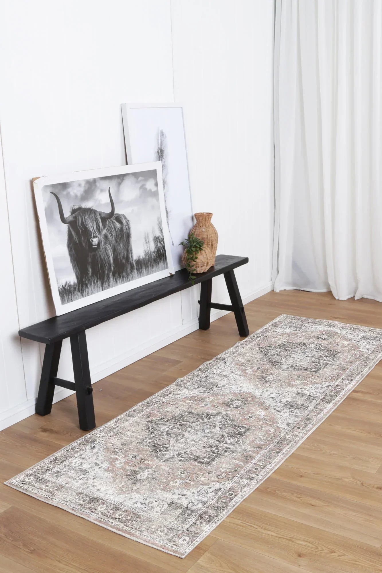 Distressed Vintage Cezanne Blush Area Runner