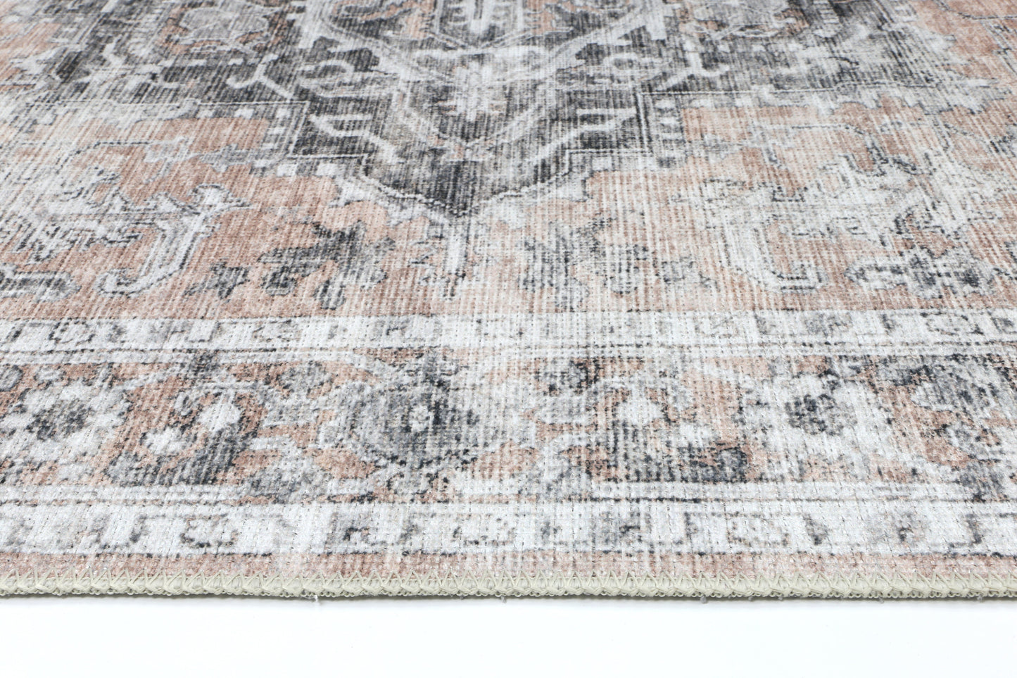 Distressed Vintage Cezanne Blush Washable Rug