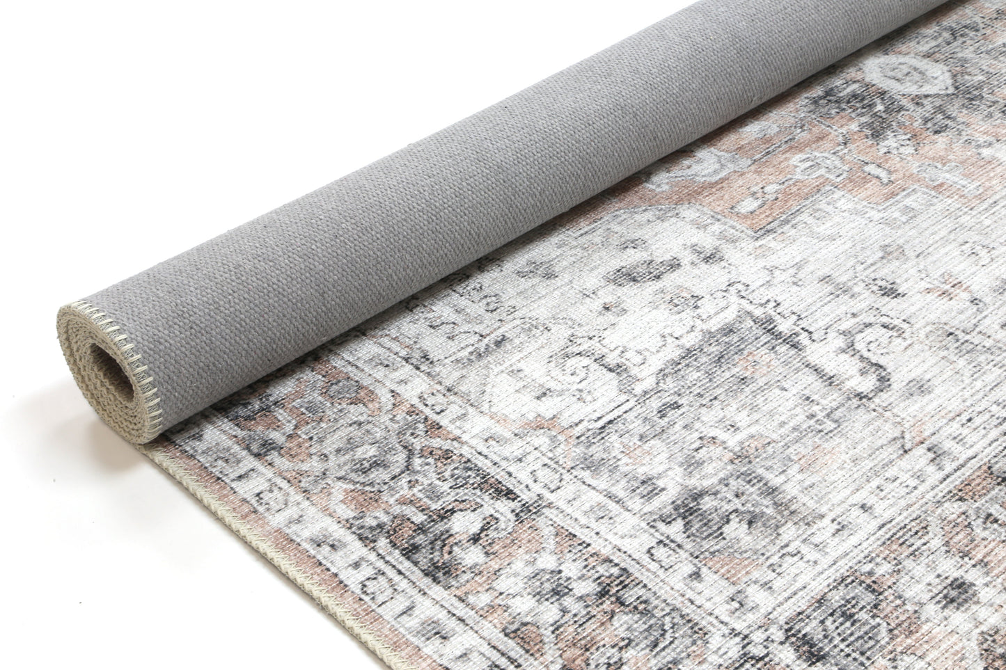 Distressed Vintage Cezanne Blush Washable Rug