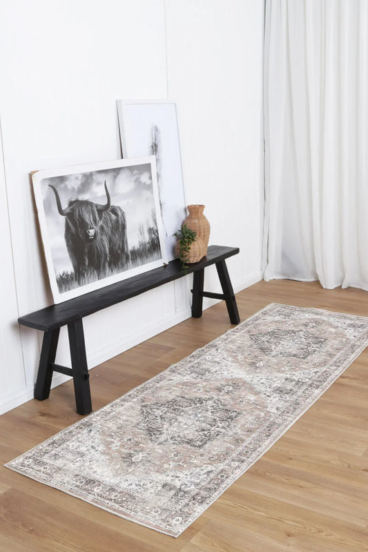 Distressed Vintage Cezanne Blush Area Runner