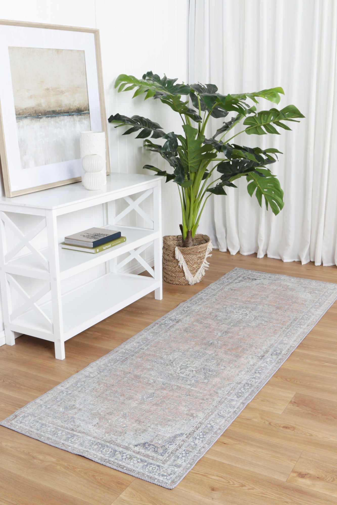 Distressed Vintage Oxus Desert Runner Rug