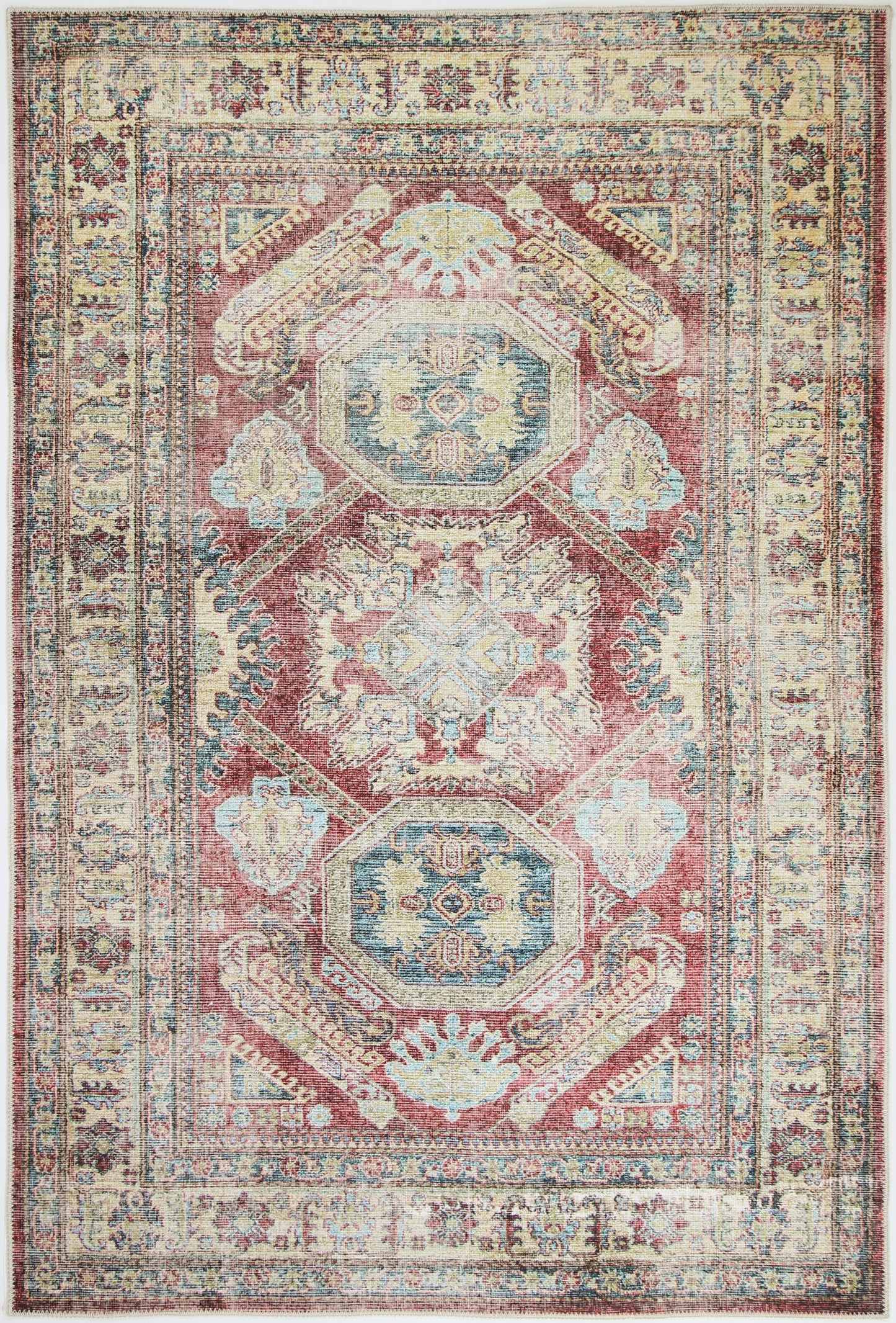 Traditional Kazak Ruby Washable Rug