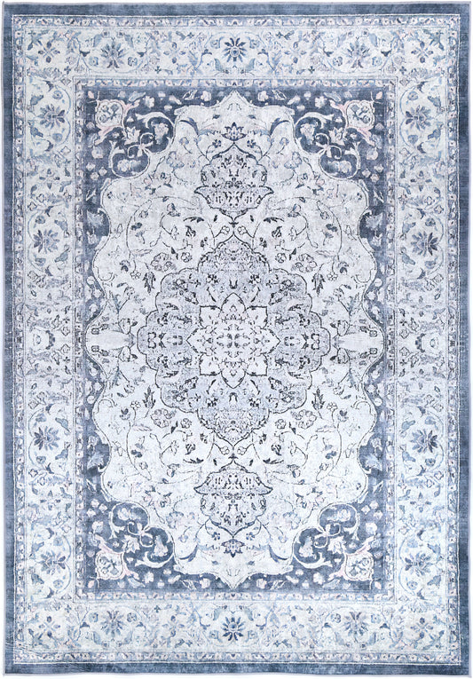 Angelic Navy Medallion Non-Slip Rug