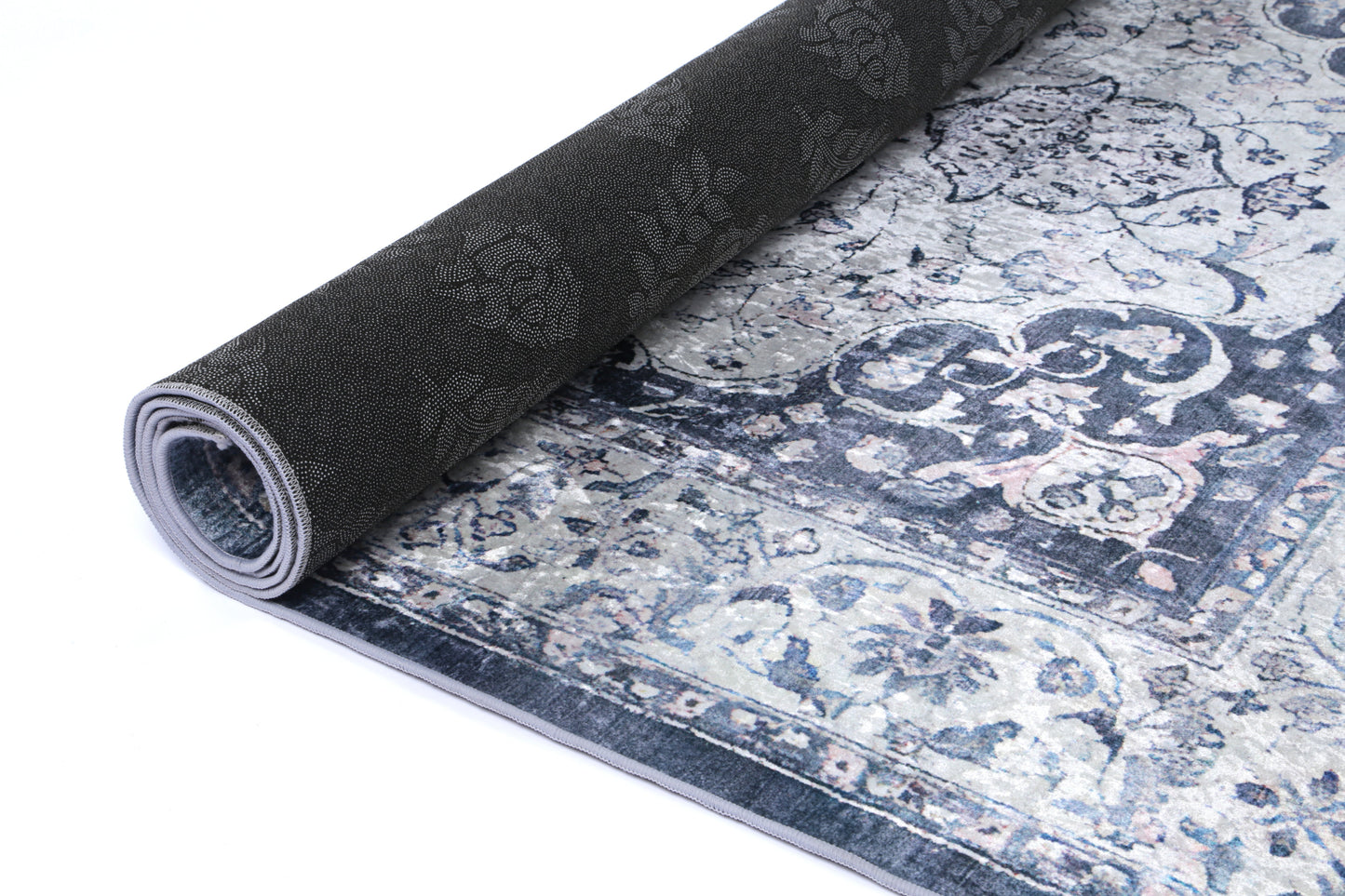 Angelic Navy Medallion Non-Slip Rug