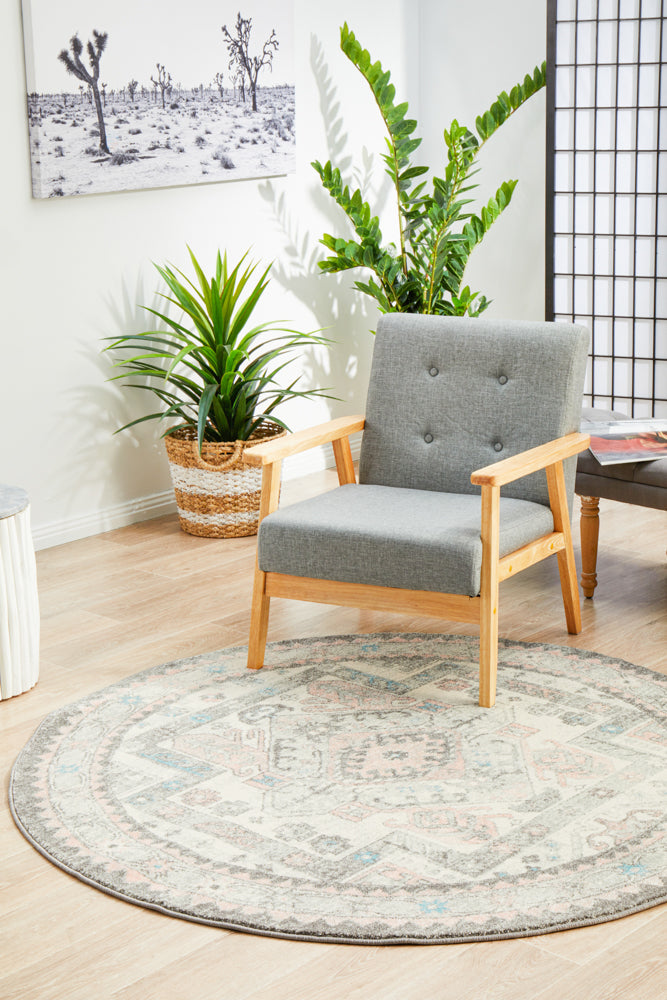 Avenue Silver Round Rug