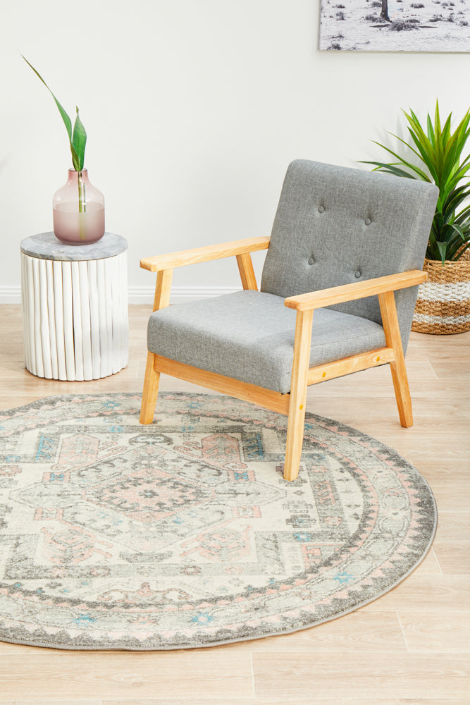 Avenue Silver Round Rug