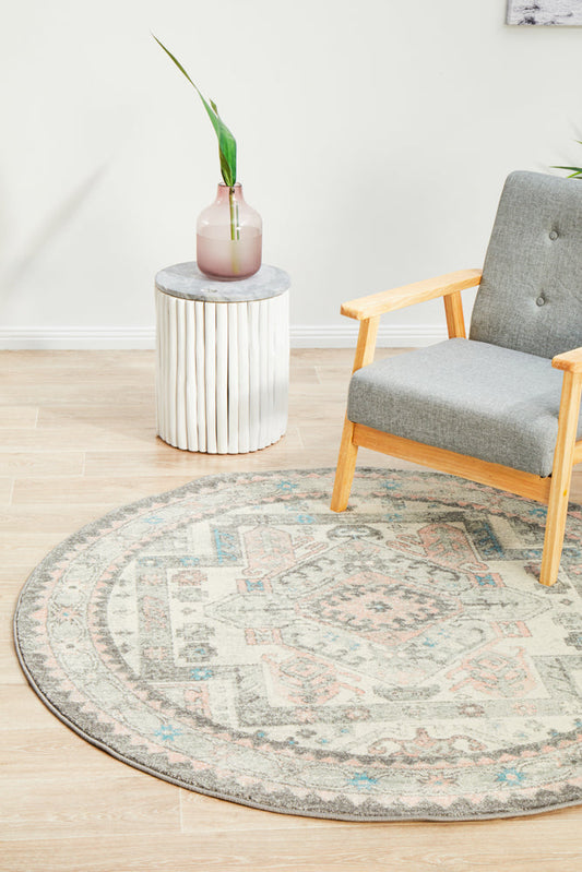 Avenue Silver Round Rug