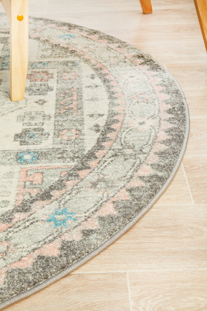 Avenue Silver Round Rug