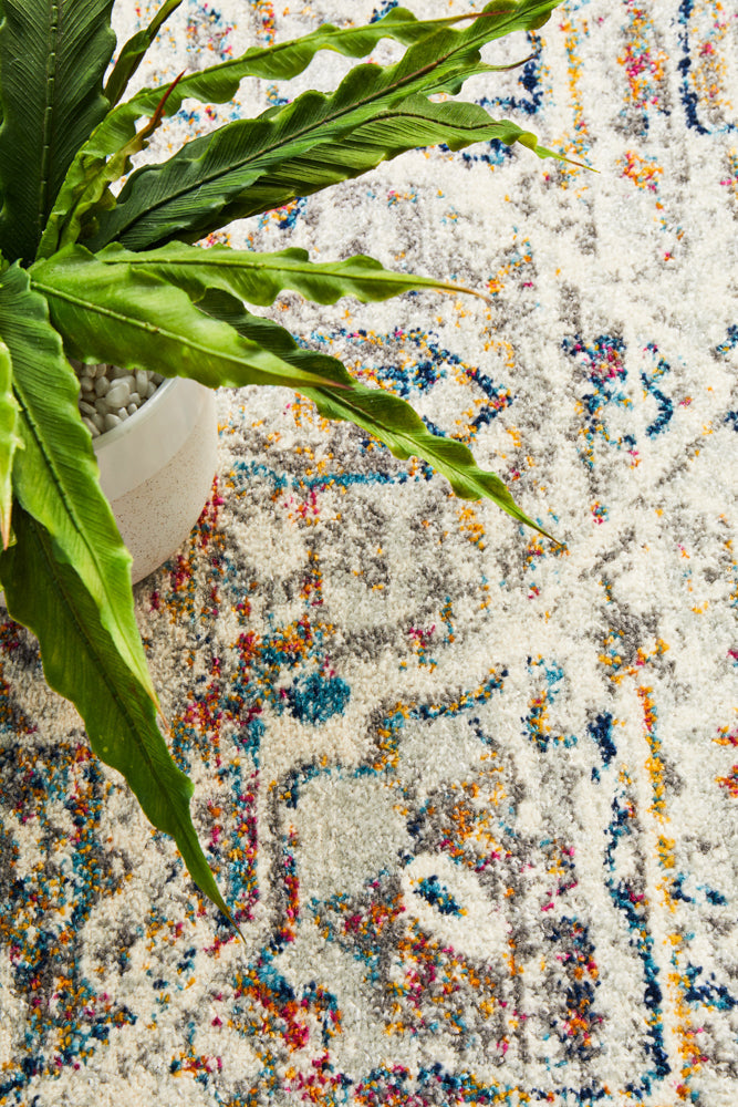 Century Faded Medallion Silver Round Rug