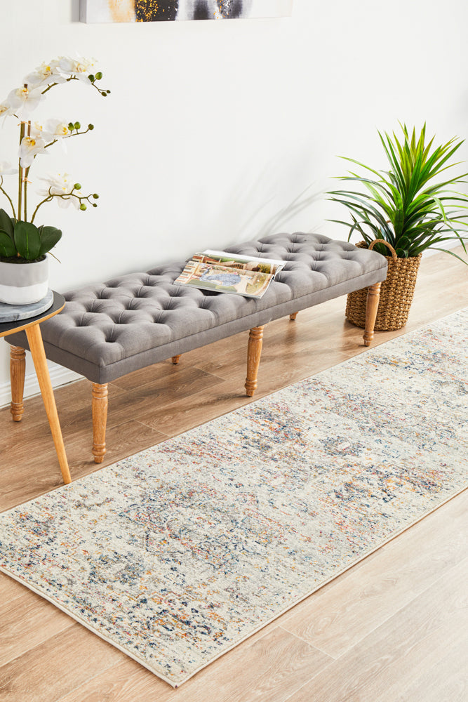 Century Faded Medallion Silver Runner Rug