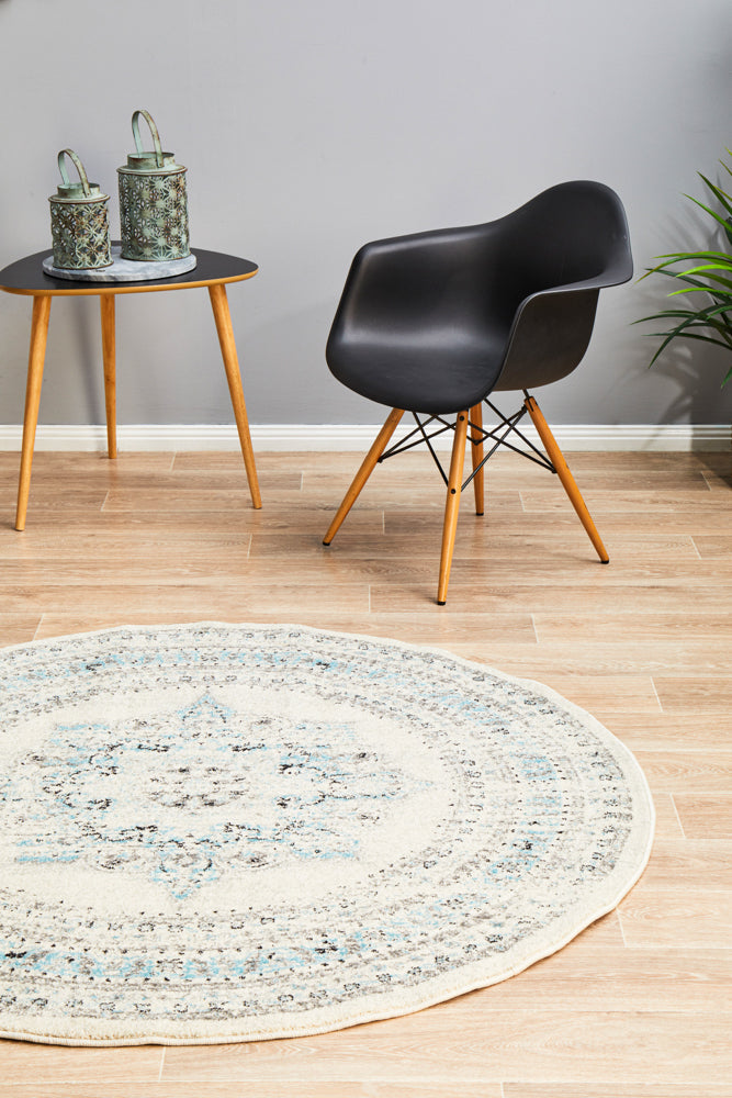 Century White Round Rug