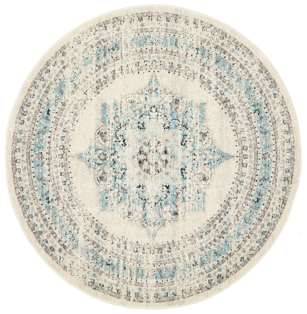 Century White Round Rug