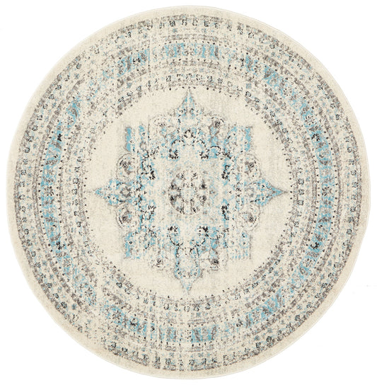 Century White Round Rug