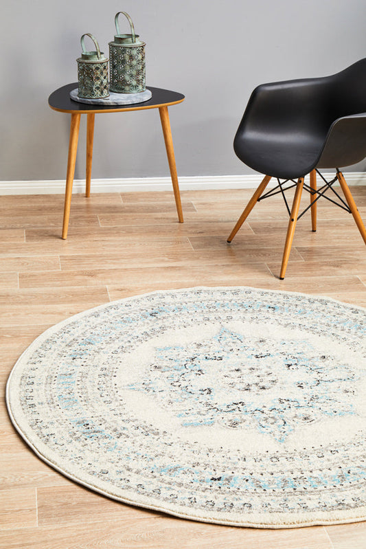 Century White Round Rug