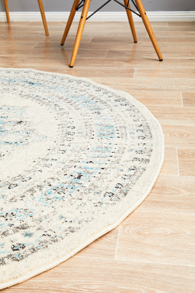 Century White Round Rug