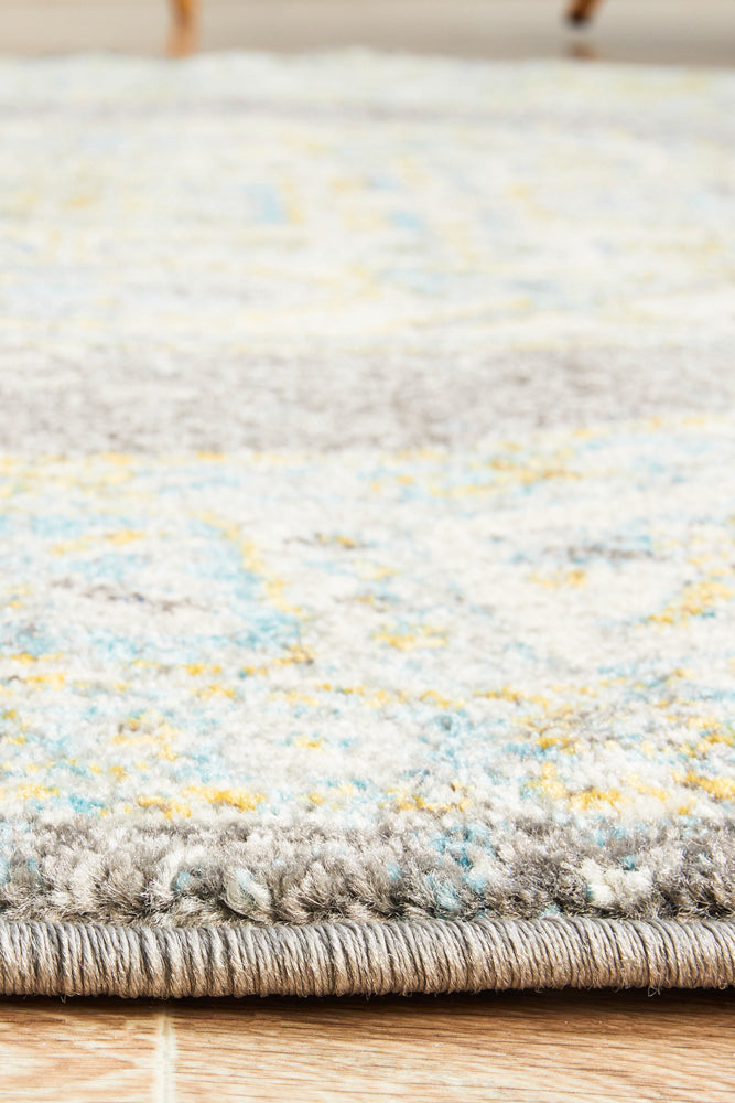 Century Faded Medallion Grey Round Rug
