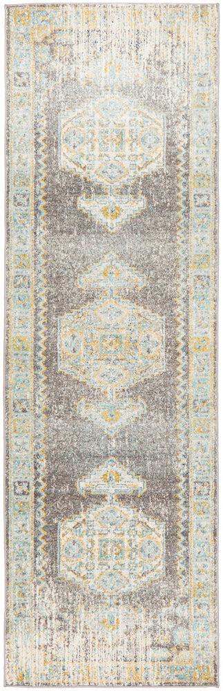 Century Faded Medallion Grey Runner Rug