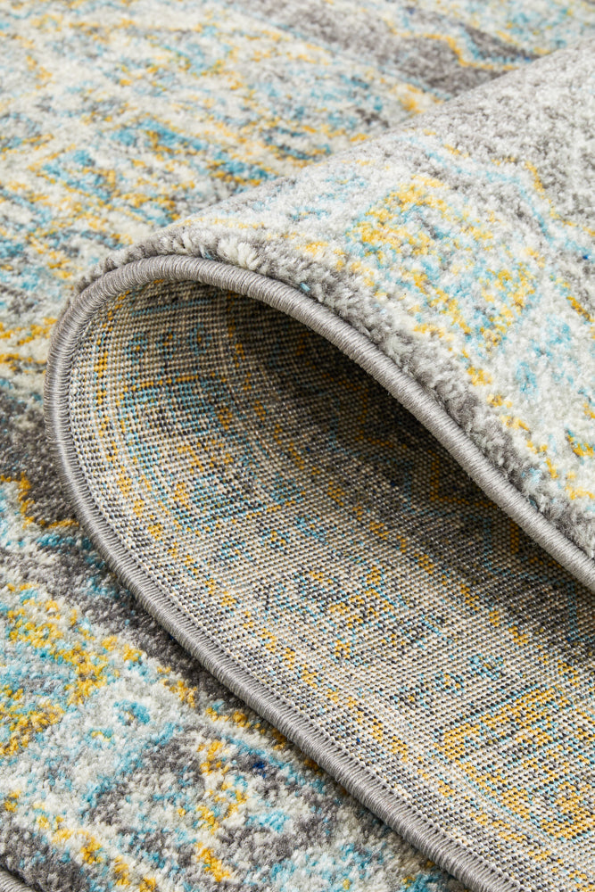 Century Faded Medallion Grey Runner Rug