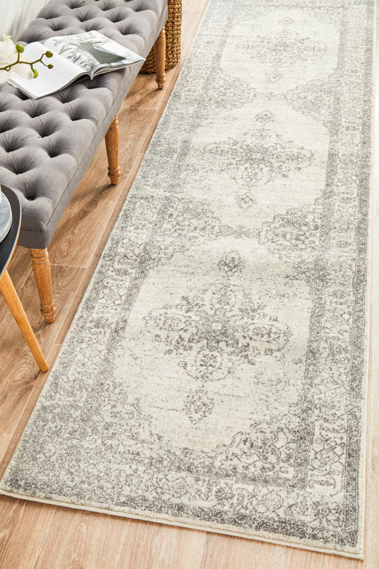 Century Border Silver Runner Rug