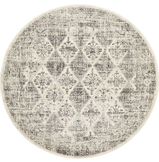 Century Lattice Grey Round Rug
