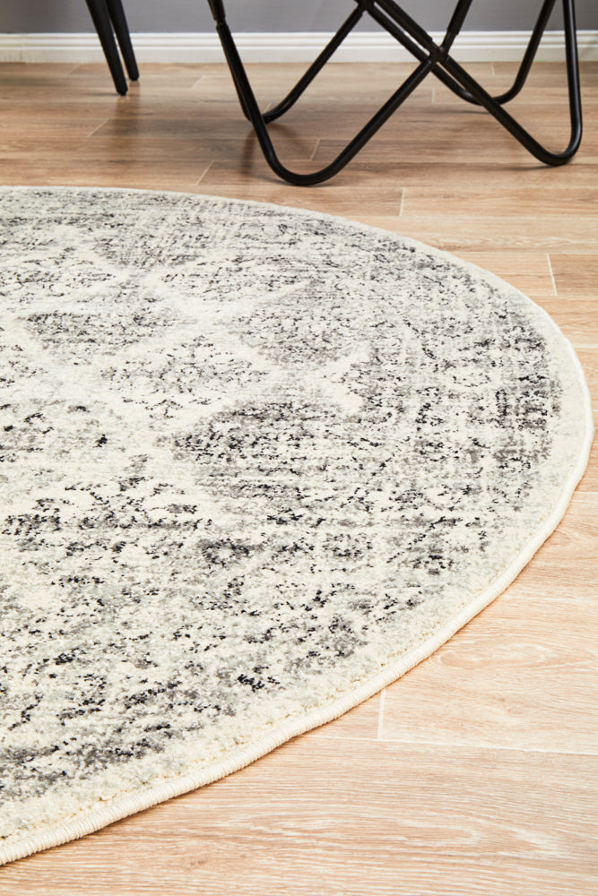Century Lattice Grey Round Rug