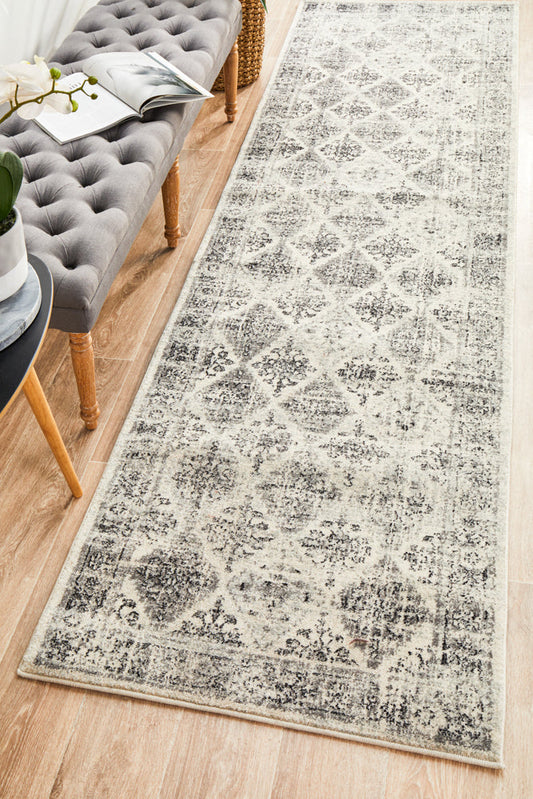 Century Lattice Grey Runner Rug