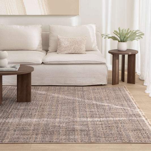 Cherie Distressed Lines Beige Grey Rug