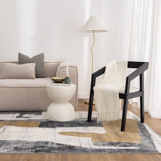 Chateau Shapes Grey Gold Rug