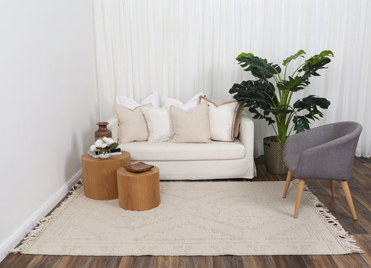 Diego Ornamental Beige Wool Rug