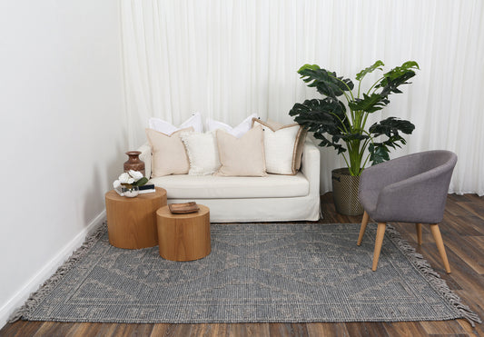 Diego Ornamental Grey Multi Wool Rug