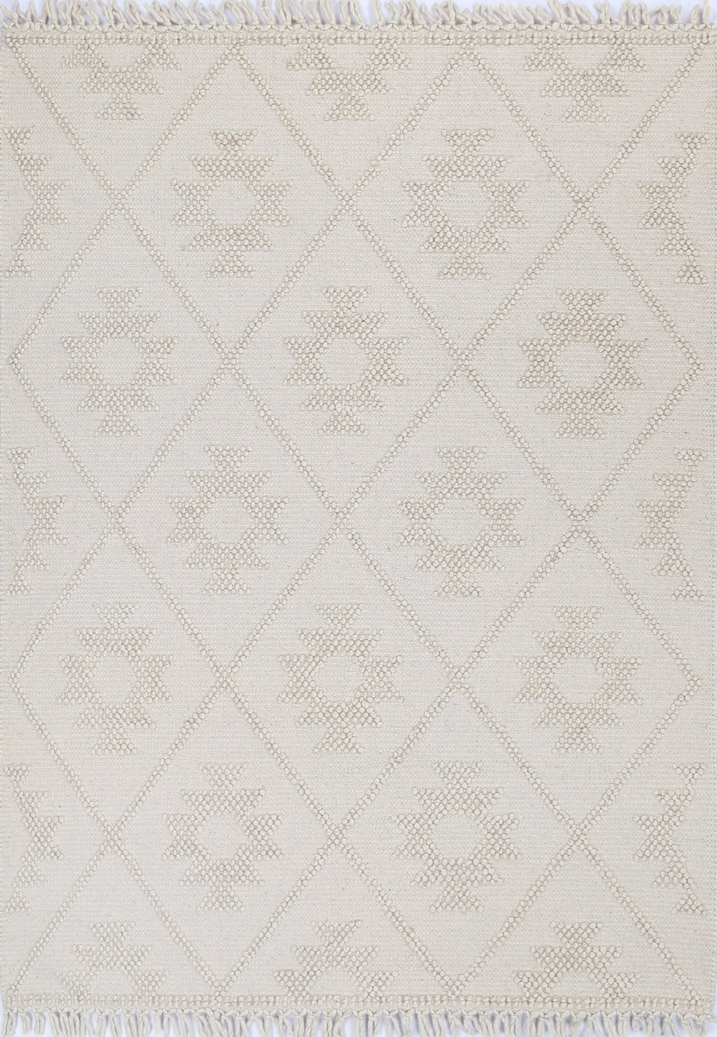 Diego Geometric Beige Wool Rug