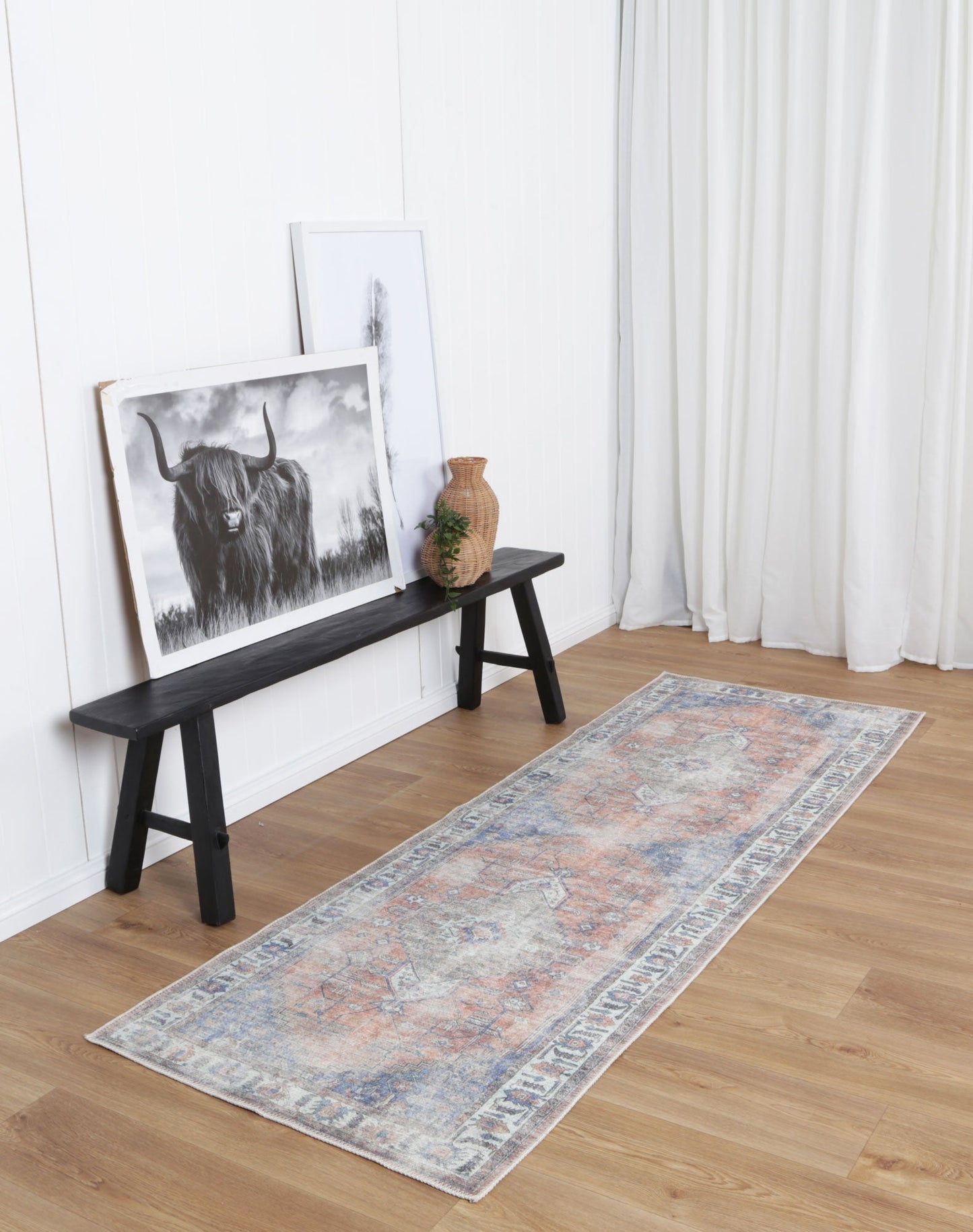 Pissarro Terracotta Blue Washable Runner