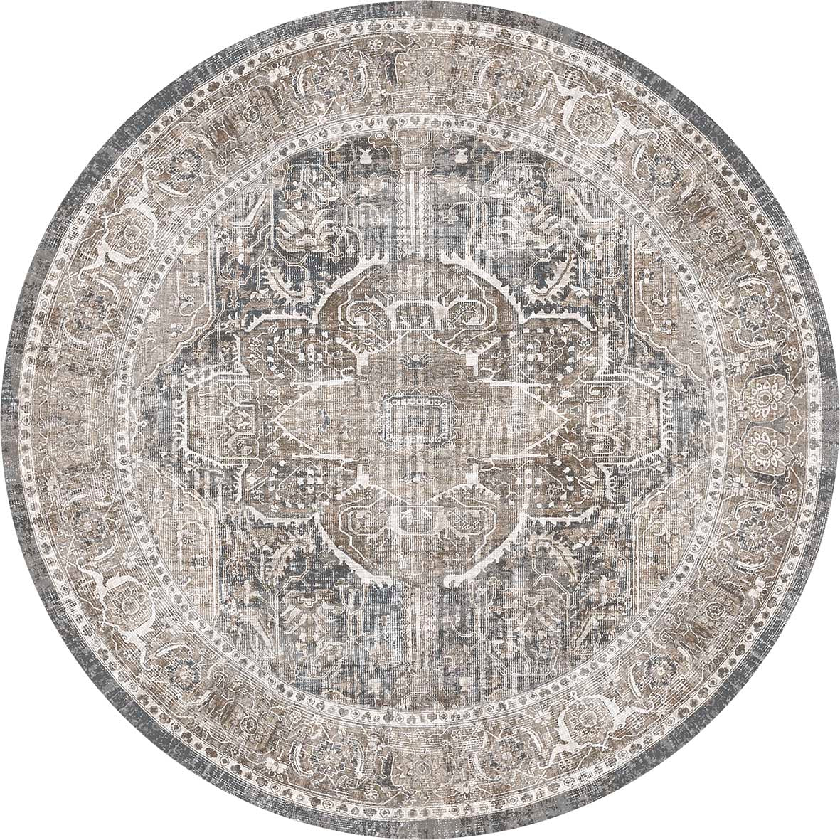 Distressed Vintage Kendra Ash Round Rug