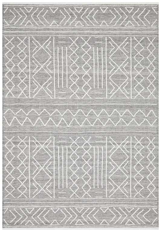 Arya Stitch Woven Rug Silver Grey