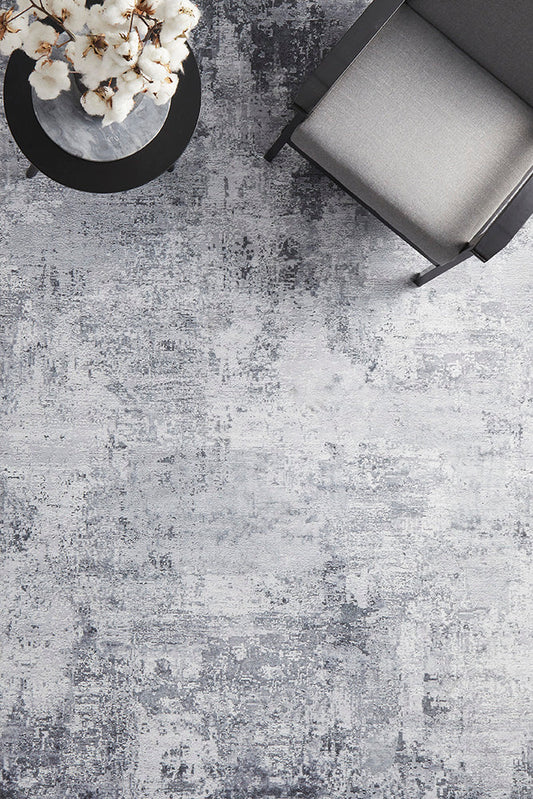 Illusions Abstract Contemporary Silver Rug