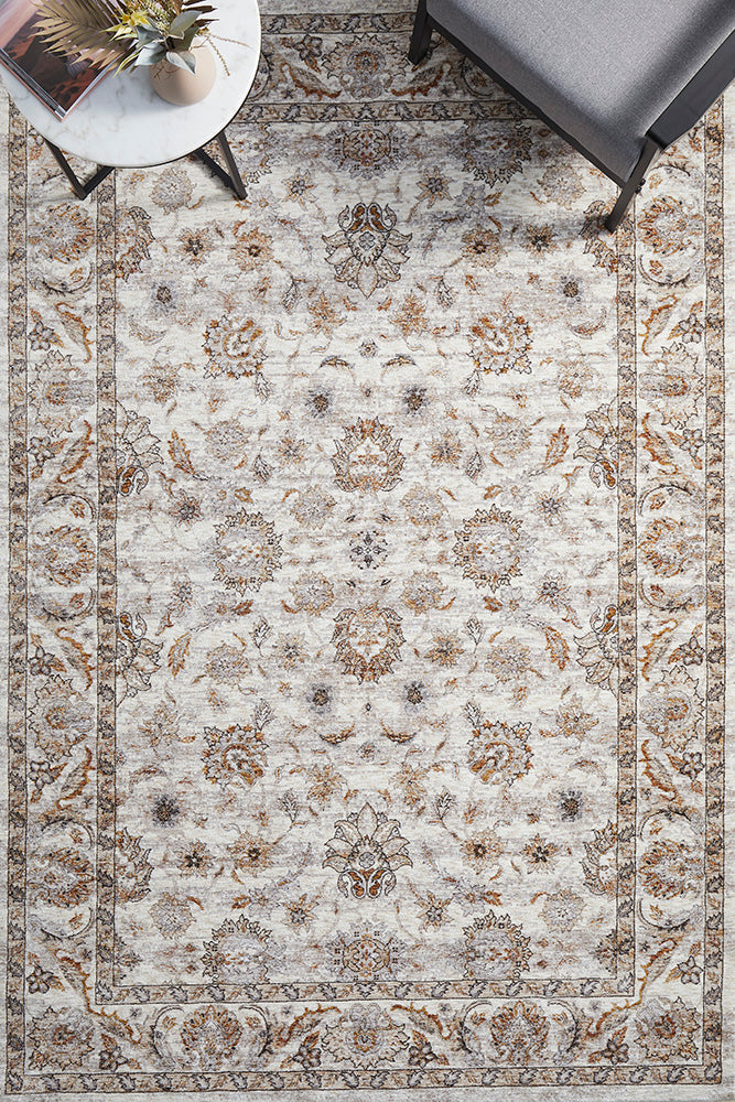 Jaipur Elegant Floral Border Bone Rug