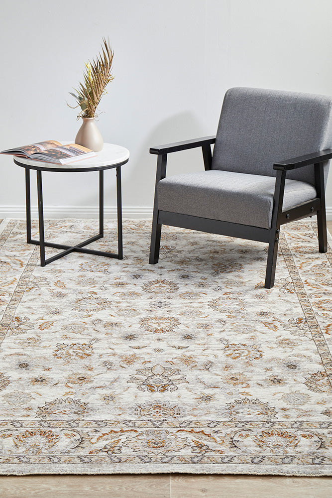 Jaipur Elegant Floral Border Bone Rug