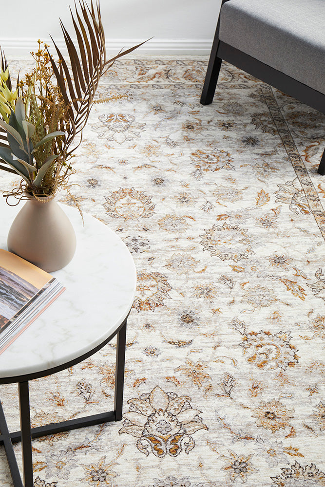 Jaipur Elegant Floral Border Bone Rug