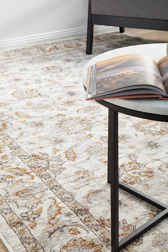 Jaipur Elegant Floral Border Bone Rug