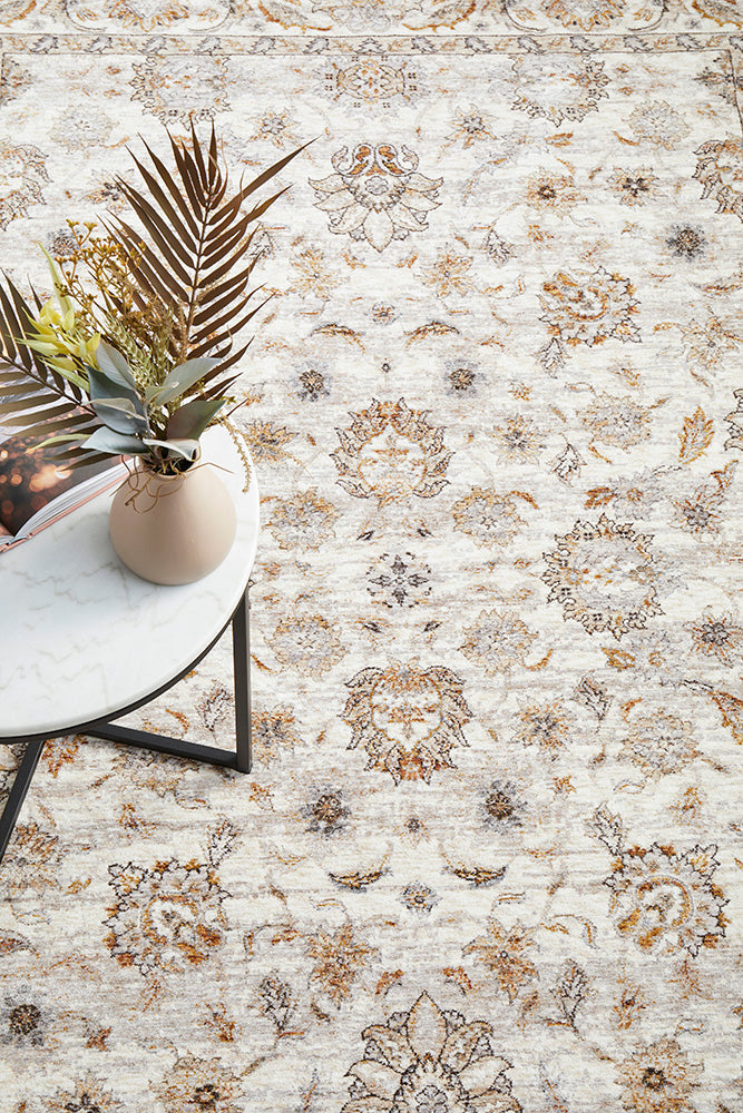 Jaipur Elegant Floral Border Bone Rug