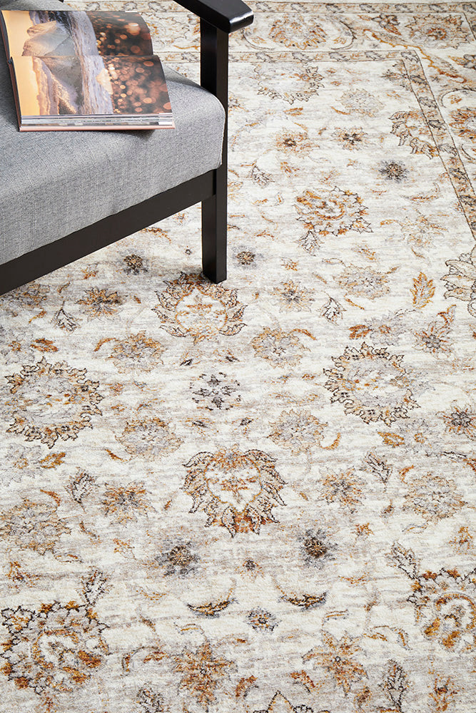 Jaipur Elegant Floral Border Bone Rug