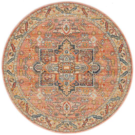 Legacy Emblem Star Salmon Round Rug