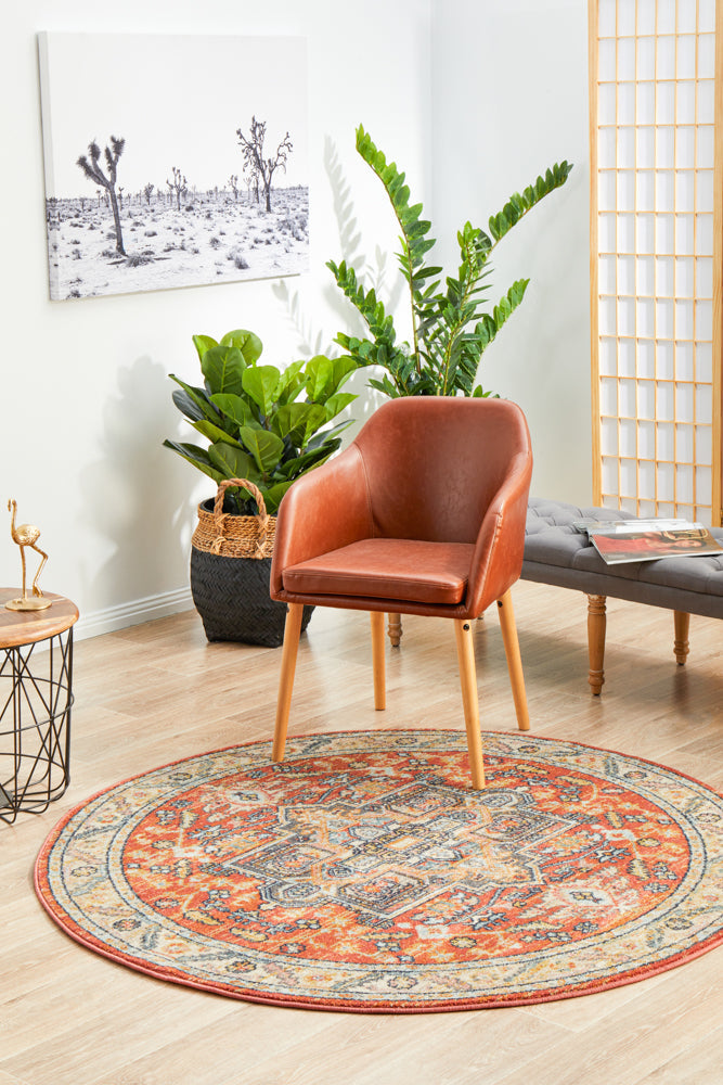 Legacy Emblem Star Terracotta Round Rug