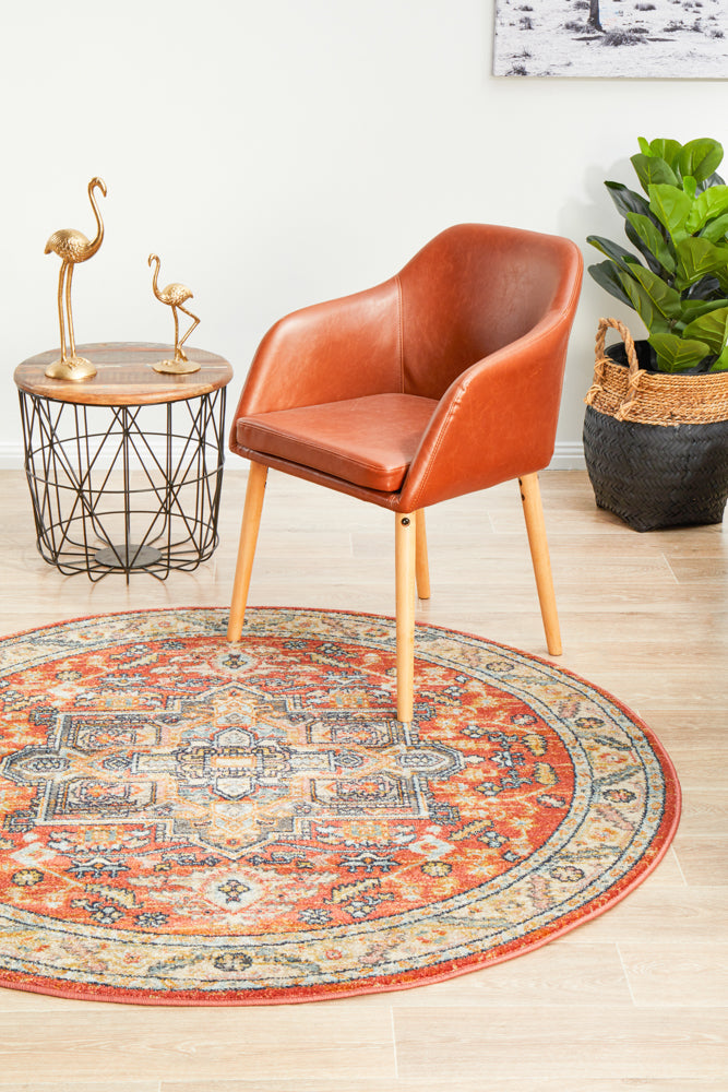 Legacy Emblem Star Terracotta Round Rug