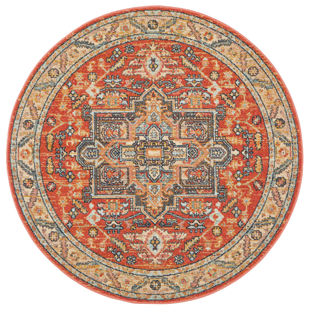 Legacy Emblem Star Terracotta Round Rug