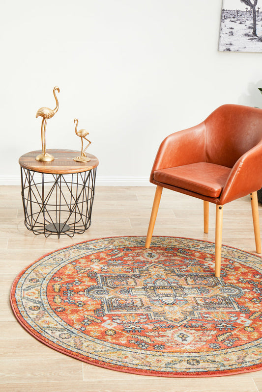 Legacy Emblem Star Terracotta Round Rug