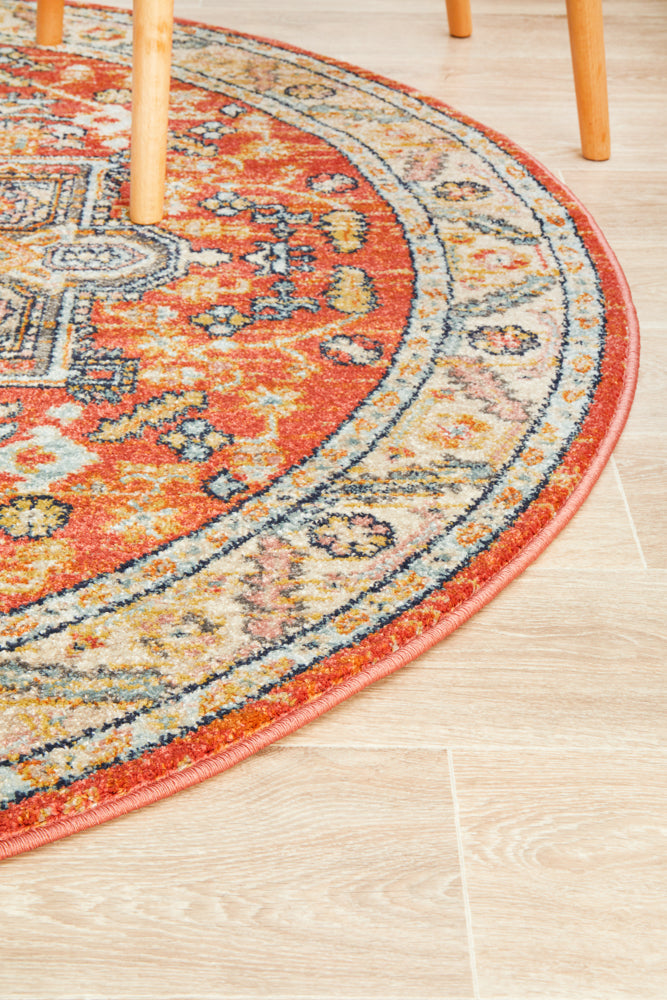 Legacy Emblem Star Terracotta Round Rug