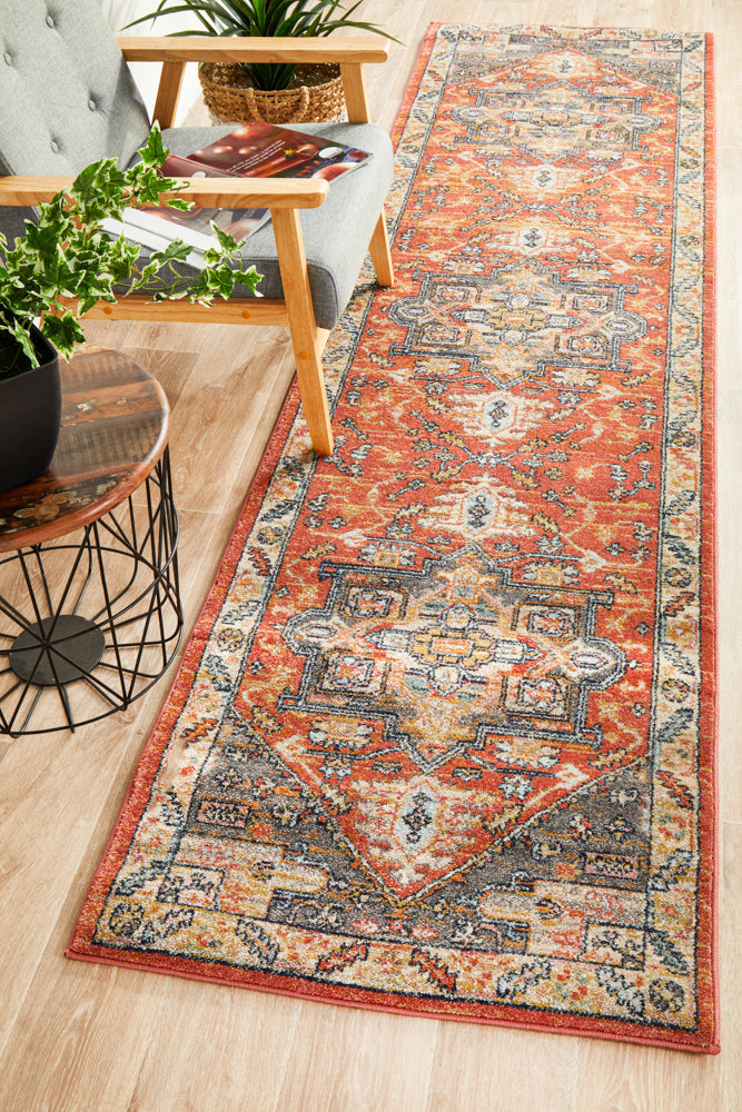 Legacy Emblem Star Terracotta Runner Rug